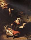 Rembrandt Canvas Paintings - The Holy Family with Angels
